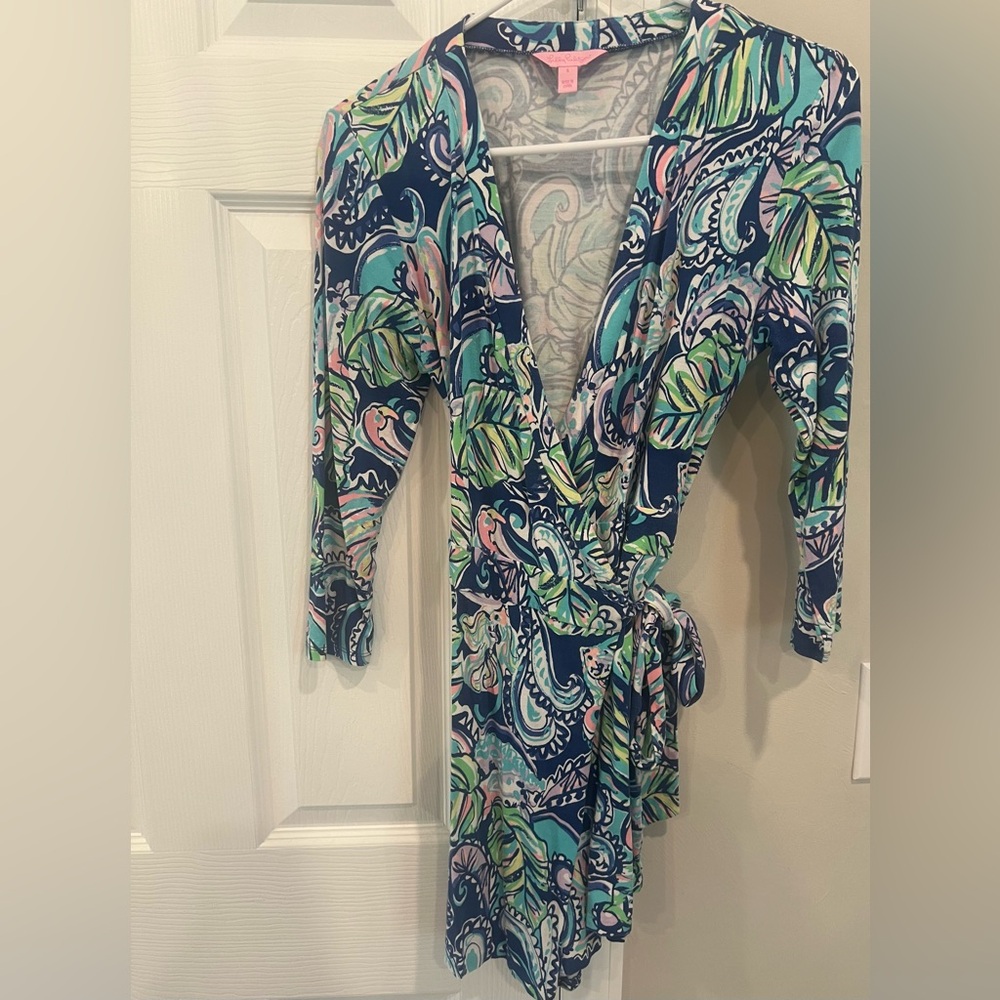 Lilly Pulitzer Wrap Dress/Romper in Blue and Green